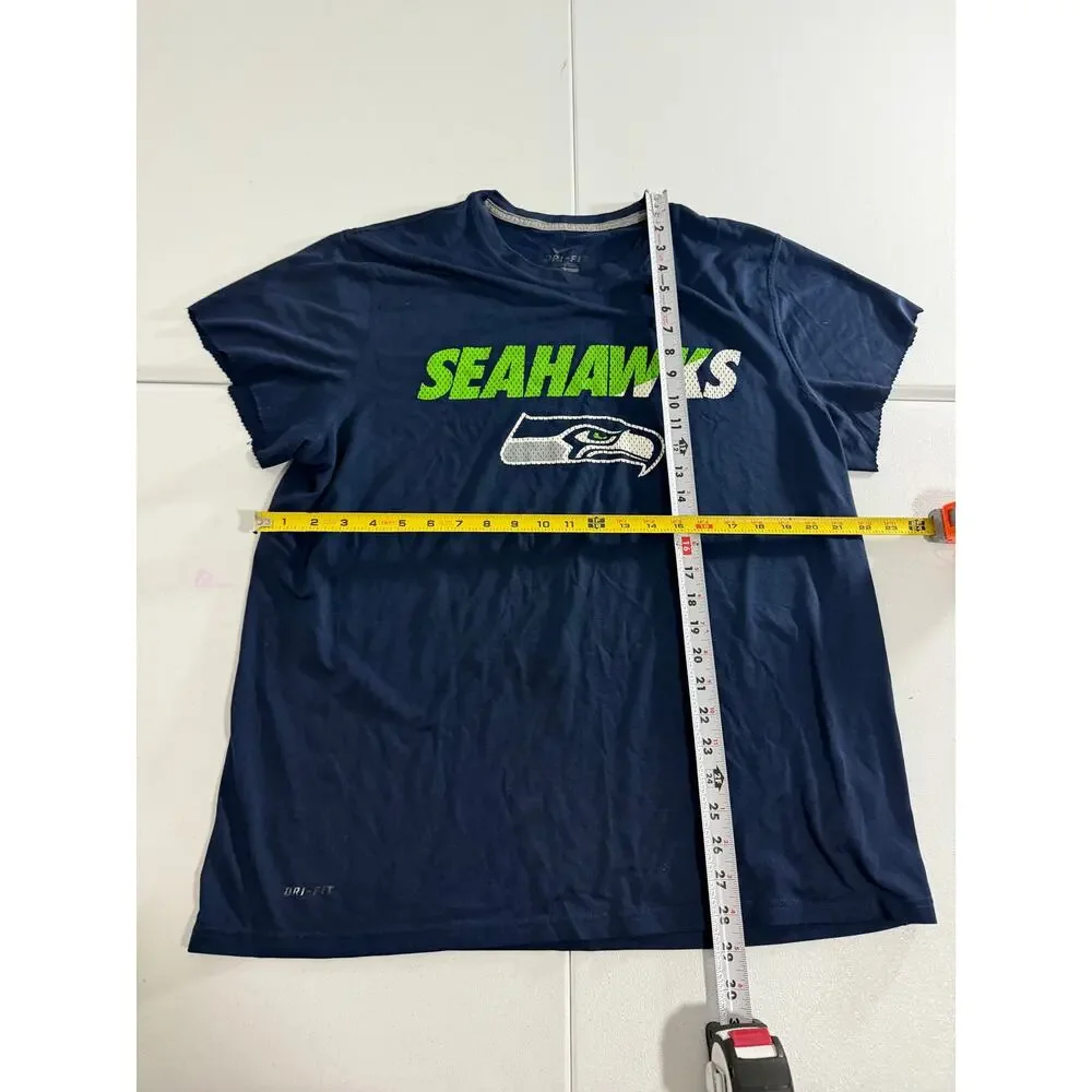 Seattle Seahawks Nike Dri-Fit T-Shirt Mens XL Navy NFL Football Mesh Logo